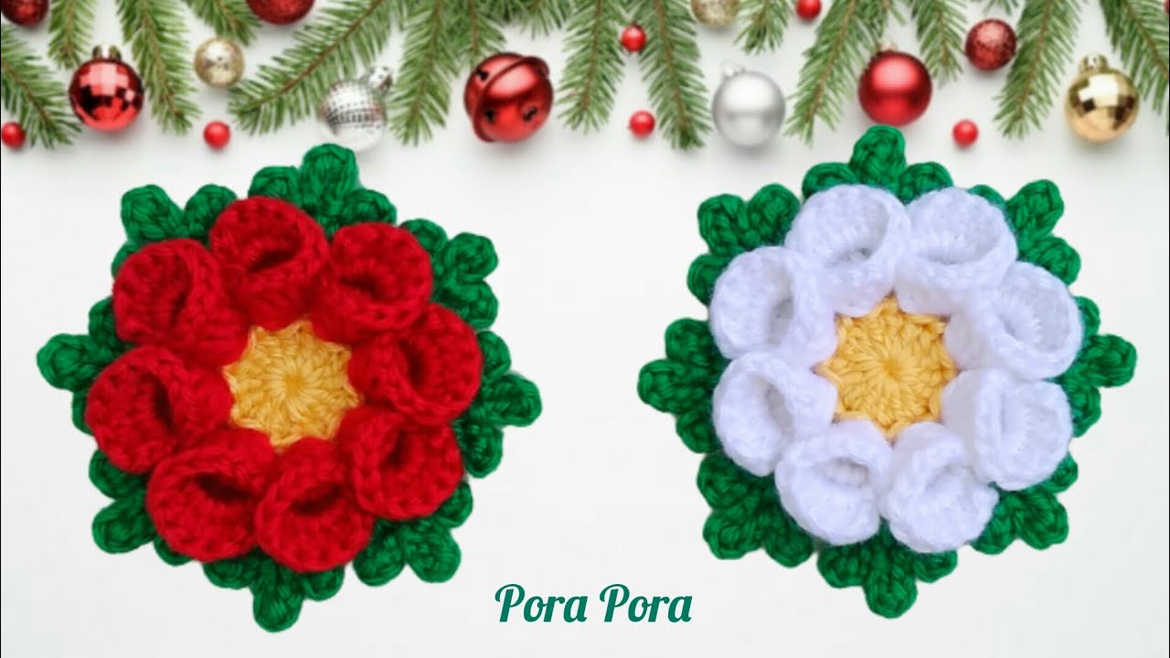 Crochet Christmas Flower I Crochet Flower I Crochet Christmas Decorations