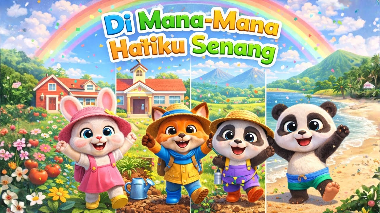 Di sini senang, di sana senang | Lagu Anak Indonesia | Animasi 3D