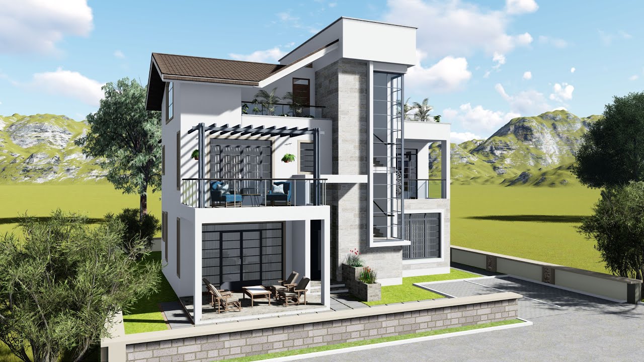 Modern House Design on 80 by 50ft lot - 5 Bedroom House (with Floor Plan) #architecture