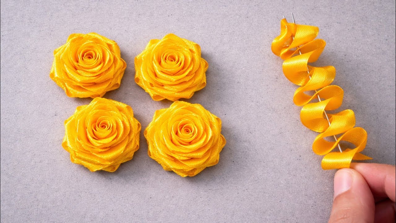 Trending Cute Mini Rose / Baby Ribbon Flowers craft / Ribbon Rose making with Needle