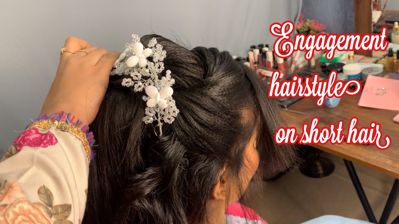 Engagement hairstyles on very short hair & thin hair | high pony hair do | Shruti makeover
