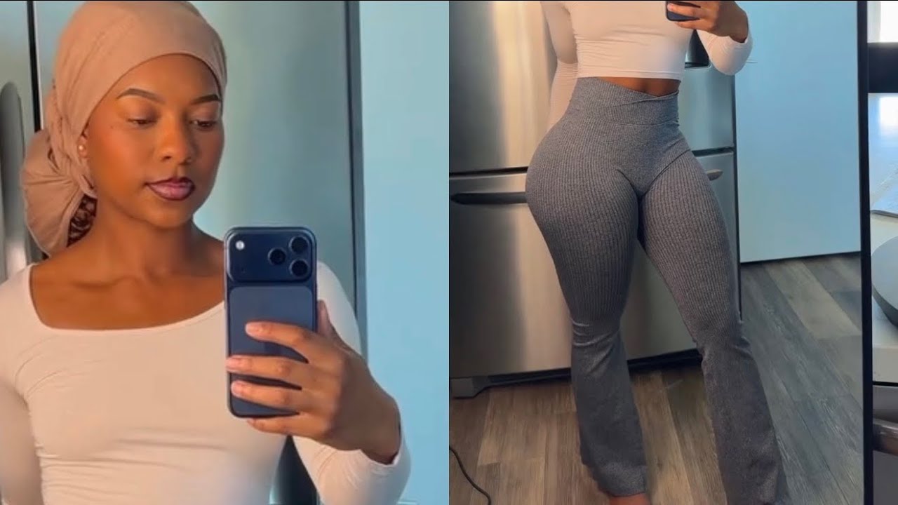 Try on haul Going Out Running Errands | Blue Knit Legging Pants & A White Long sleeve Tee 