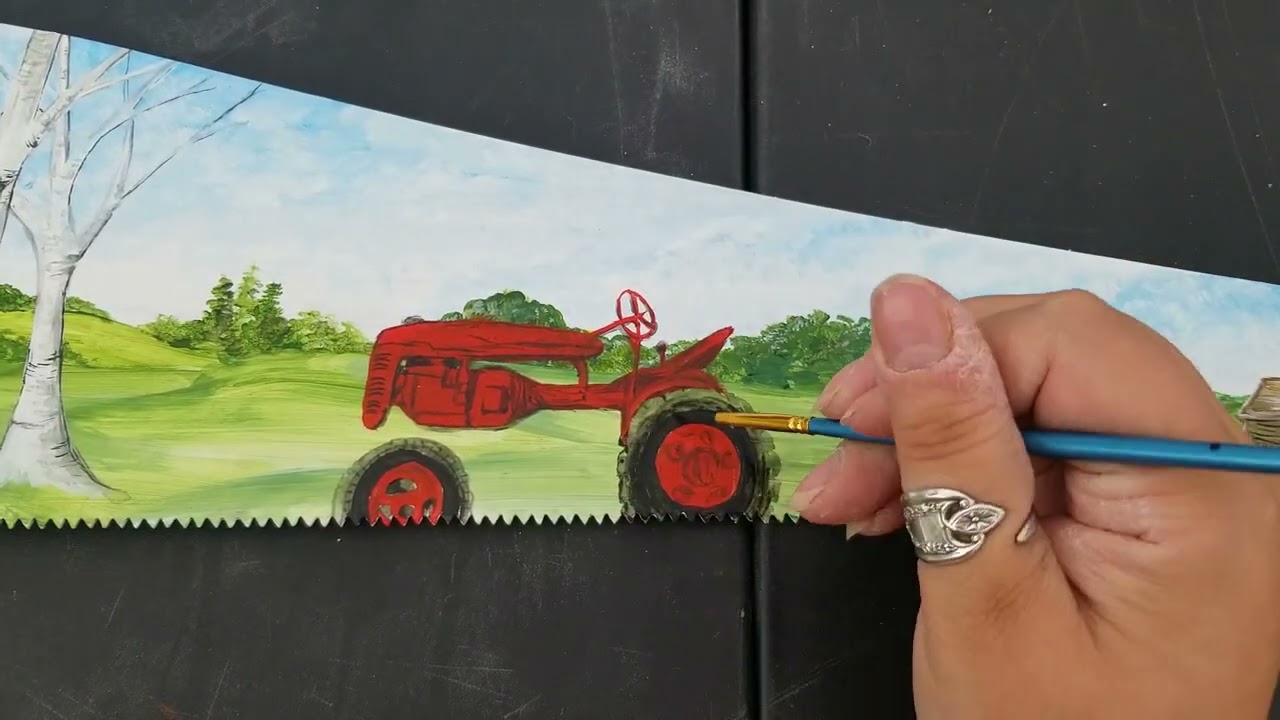 Acrylic Painting on vintage hand saw - Father's Day 2022