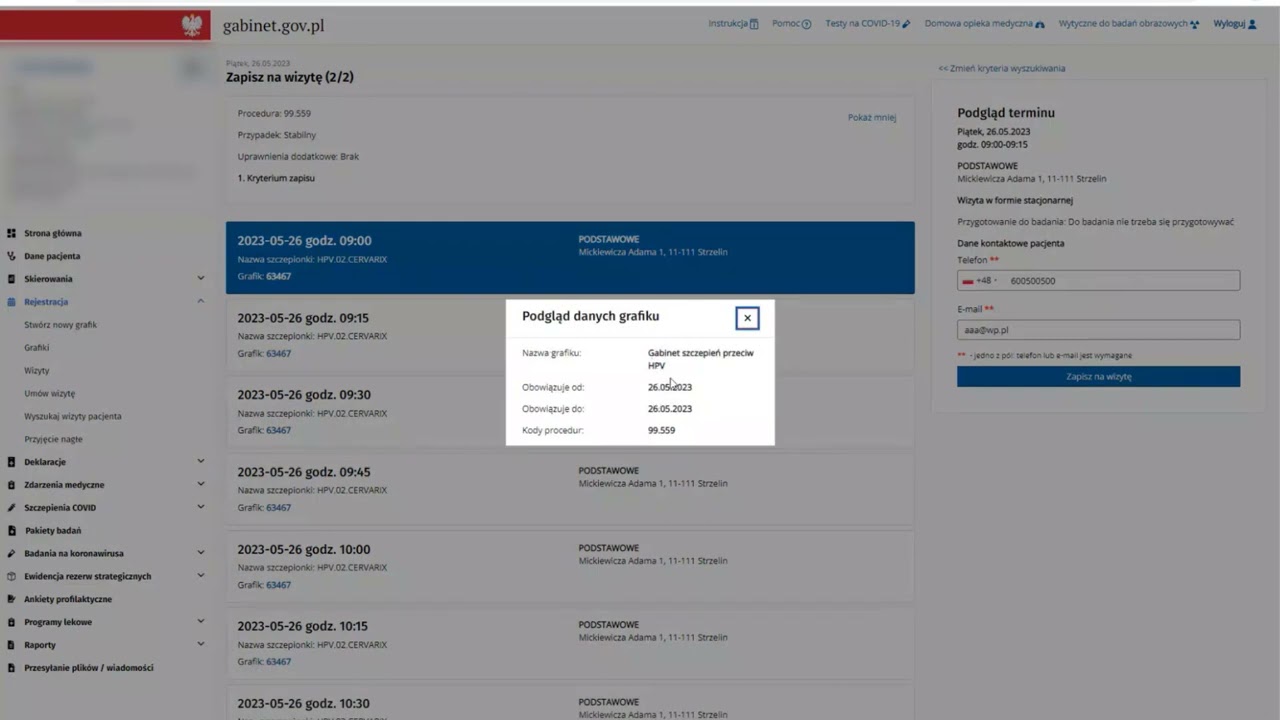 e-rejestracja centralna - wyszukiwanie terminu, zapis i realizacja wizyty