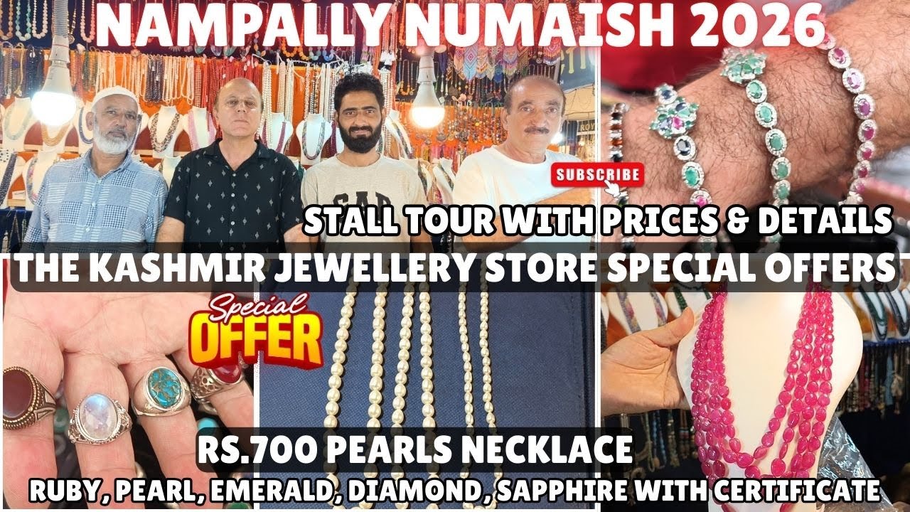 KASHMIR JEWELLERY STORE| ₹700 Pearls Necklace | NAMPALLY NUMAISH 2026 | Certified Stones #exhibition
