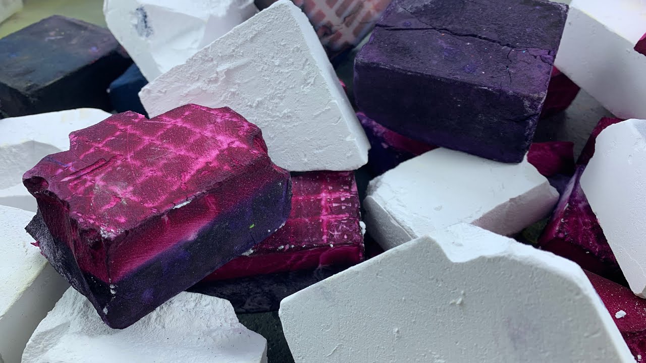 Pink and Purple Dyed Sandy Crunchy Gym chalk Blocks with Plainjane Crush Gym chalk  oddlysatisfying