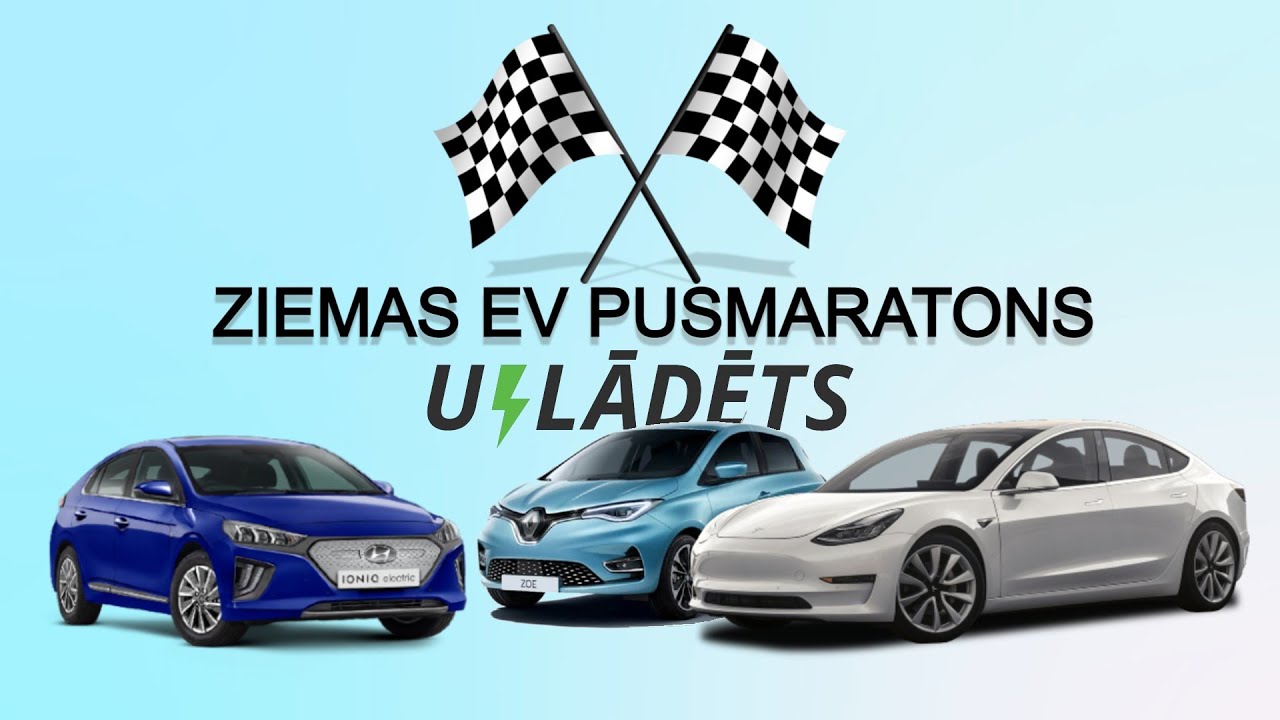 Tesla Model 3, Hyundai Ioniq, Renault Zoe 500 km ziemā | Uzlādēts