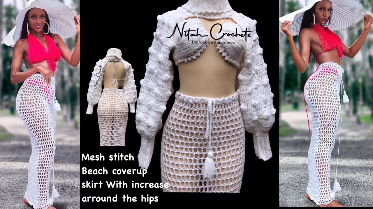 CROCHET MESH SKIRT (all sizes) learn how to work an increase with the mesh stitch