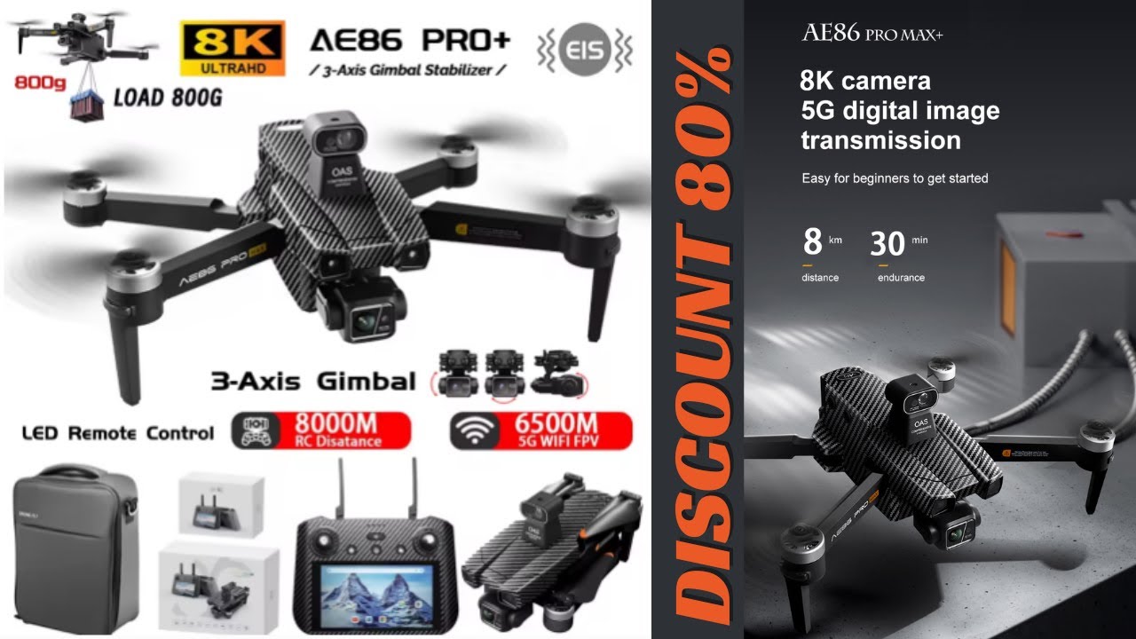 AE86 PRO Max Profesional Drone 8km with Camera Mini Drone 8K Aerial Photography Obstacle Avoidance