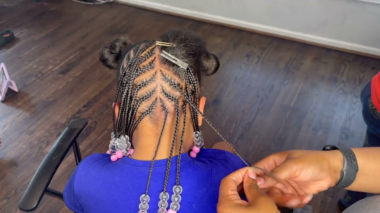 I am OBSESSED with her Natural Hair | 4 Section Braided Style | Protective Hairstyle