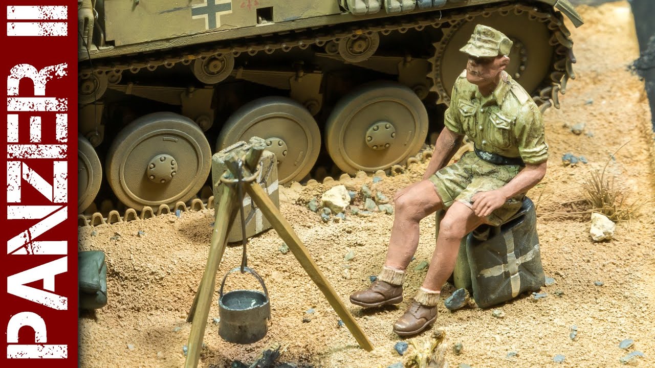 Диорама Panzer II DAK «Ужин в пустыне» (модель Academy 1/35)