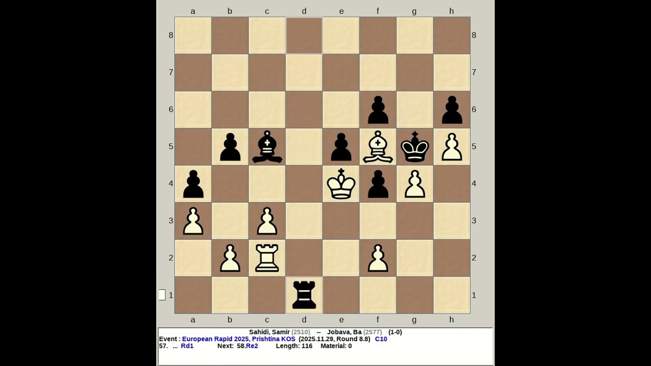 Sahidi, Samir vs Jobava, Ba | European Rapid Chess 2025, Prishtina KOS