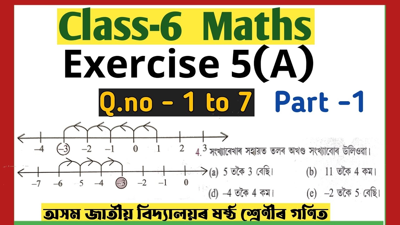 Class 6 Maths Ex.5(A)- Q.no 1 to 7 Answers//Assam Jatiya Vidyalaya//Assamese medium/Assam education
