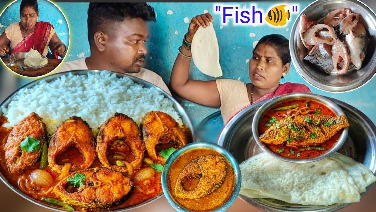 VILLAGE STYLE RAHU FISH CURRY & CHILKA ROTI | Traditional Cooking & Mukbang Eating Show! 🥘🌾👨‍🍳
