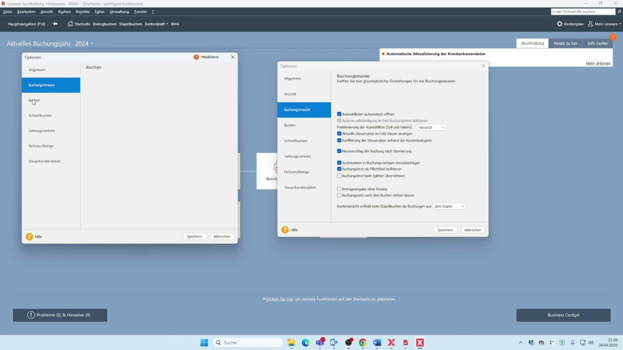 #Lexware Optionen in der Buchhaltung