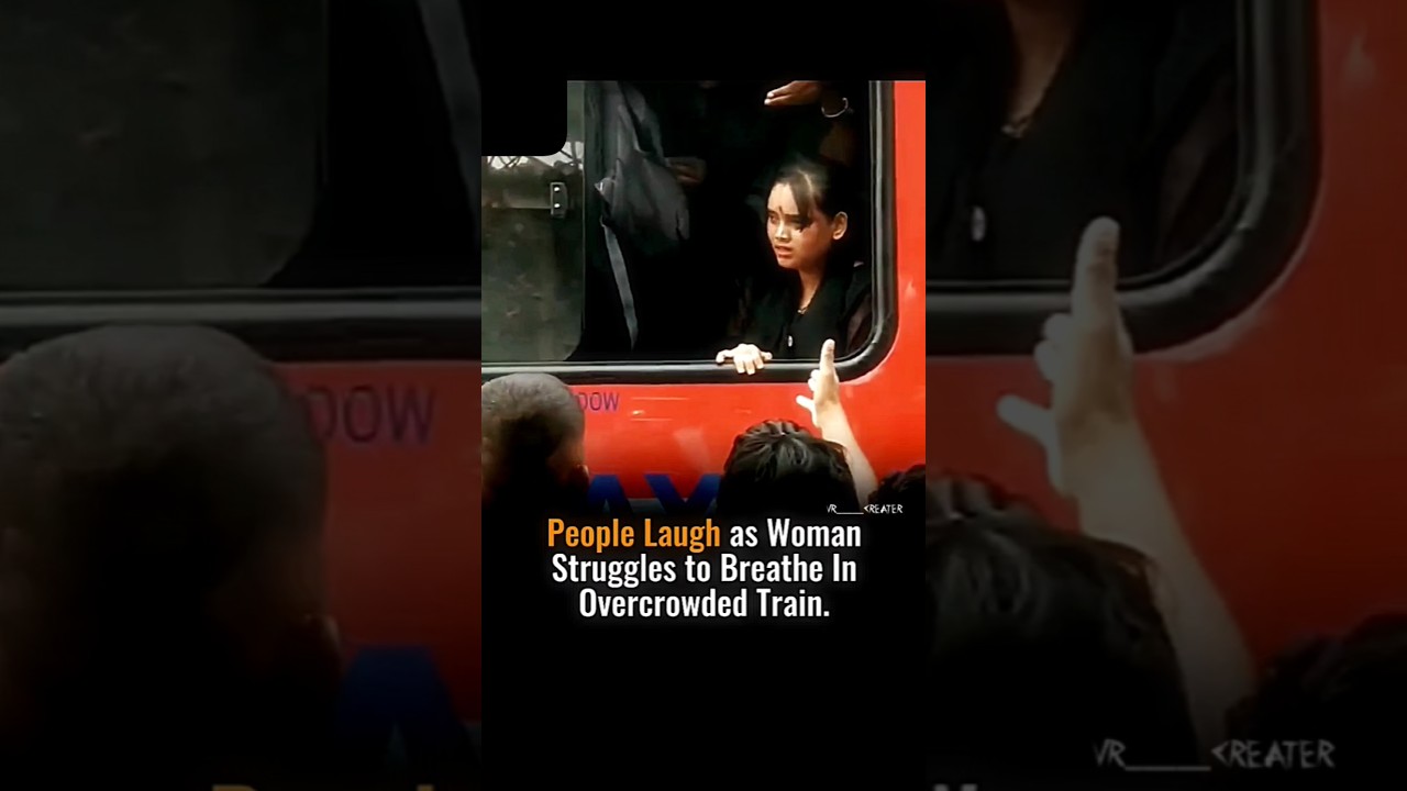 People Laugh as Woman Struggles to Breathe In Overcrowded Train #shorts #train