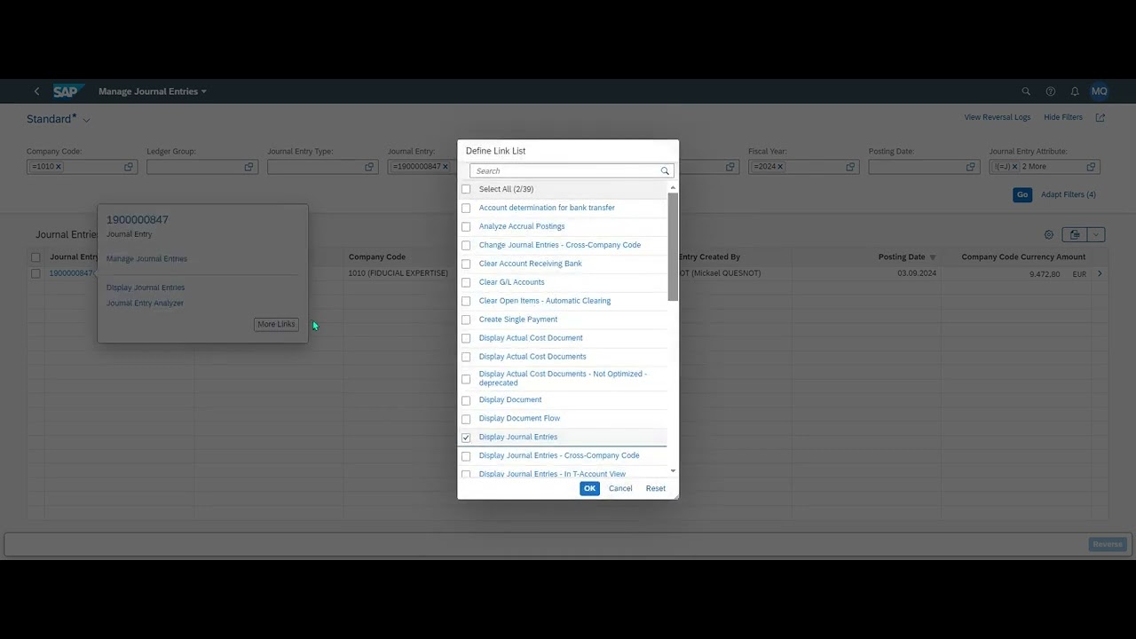 Display journal entry in SAP FIORI   FB03