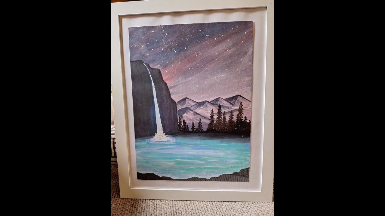How to Paint a Waterfall with Mountains - Easy Beginner Painting Tutorial