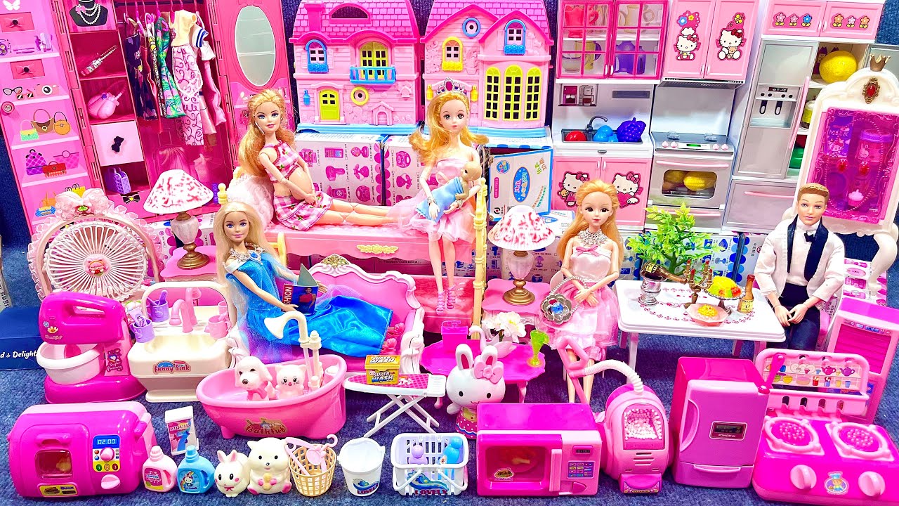15 Minutes Satisfying with Unboxing Barbie Play House & Bedroom Collection Toys Review | ASMR