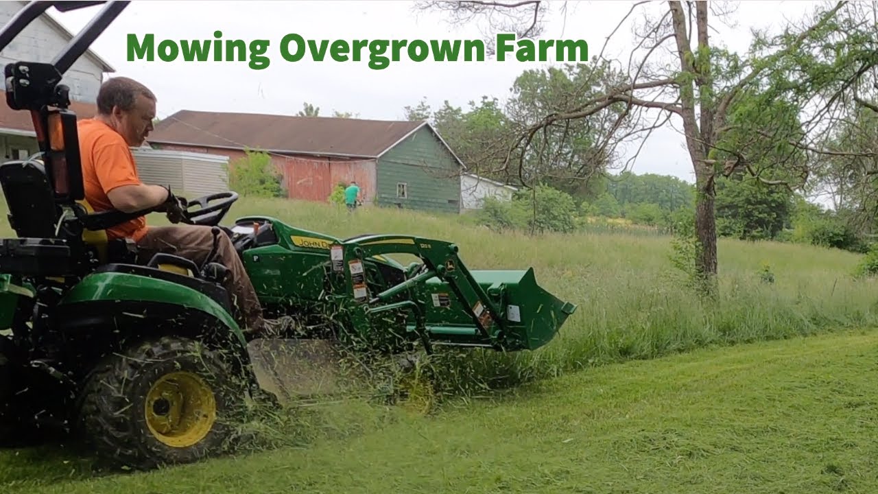 Mowing this Overgrown Vacant Ohio Farm - JD 1025R & Kubota L4400 with @mowingmatt