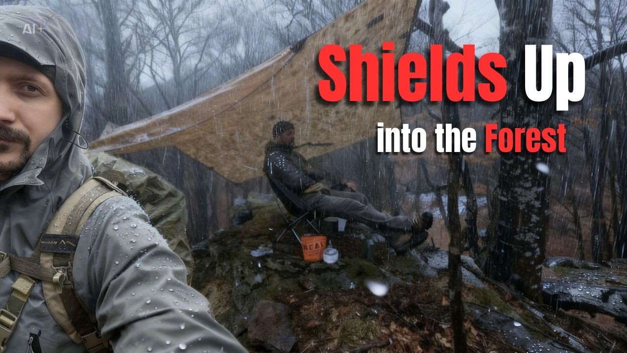 Tarp Shield under Heavy Rain in the Forest - a Day Hike Outdoor Corner -