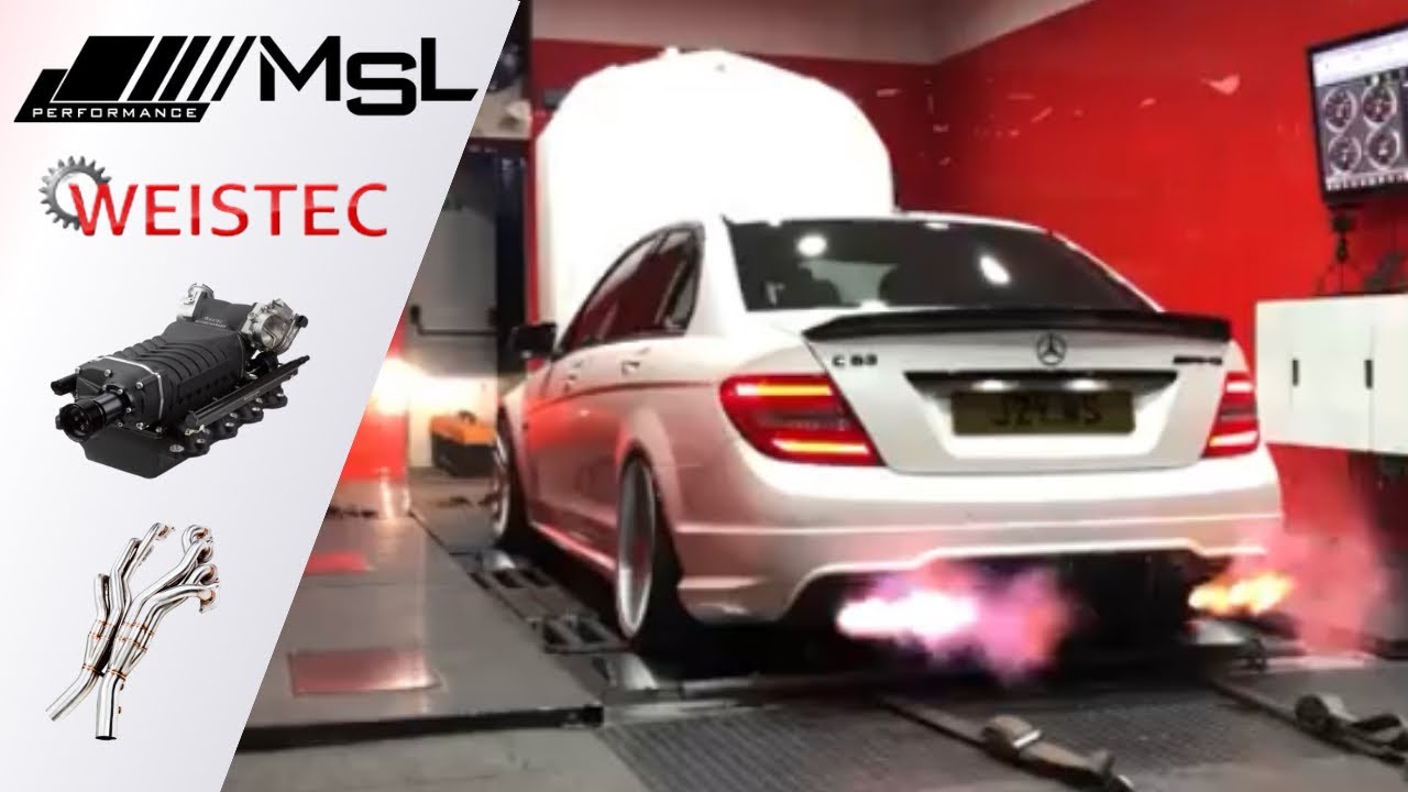 Stage 2 Weistec Supercharged Mercedes C63 W204 spitting flames on the MSL Performance Dyno 🔥