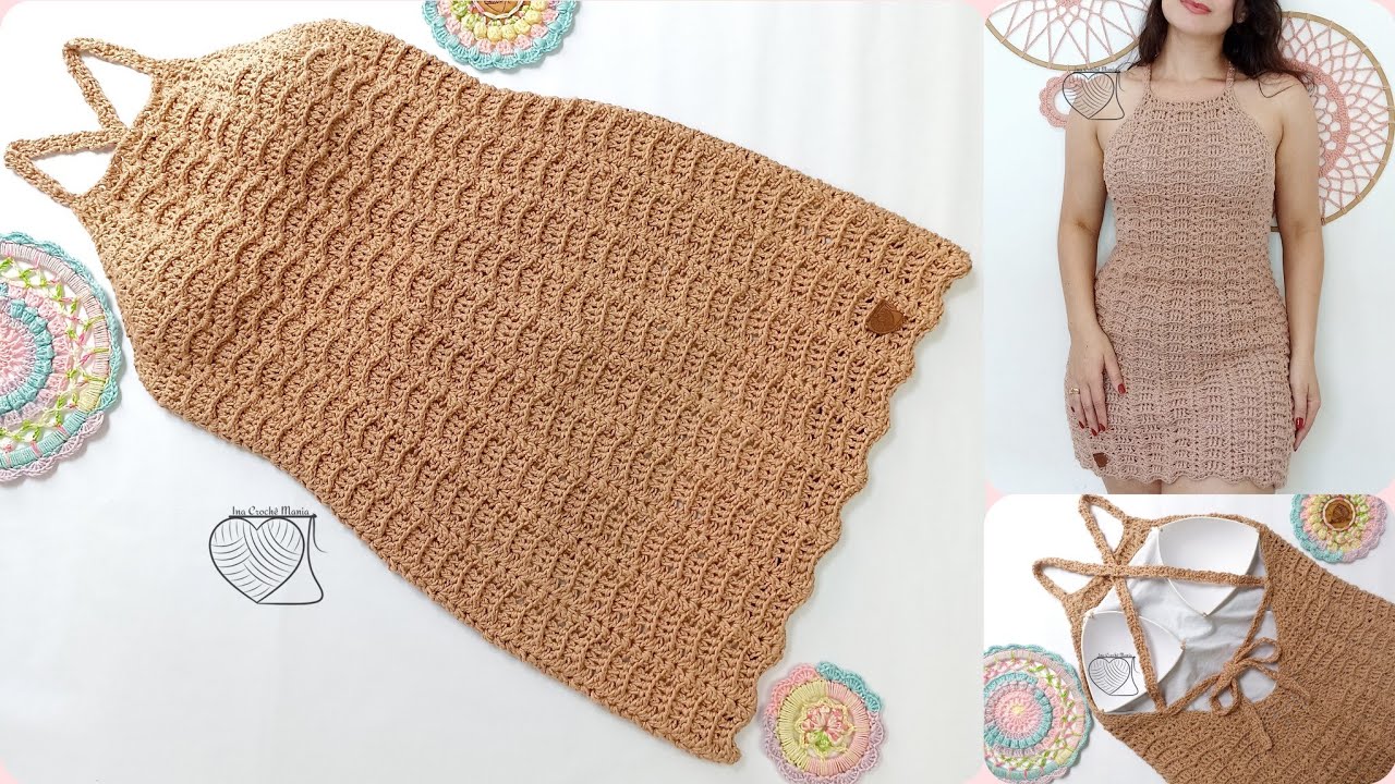 Vestido de crochê em relevo Ina Crochê Mania