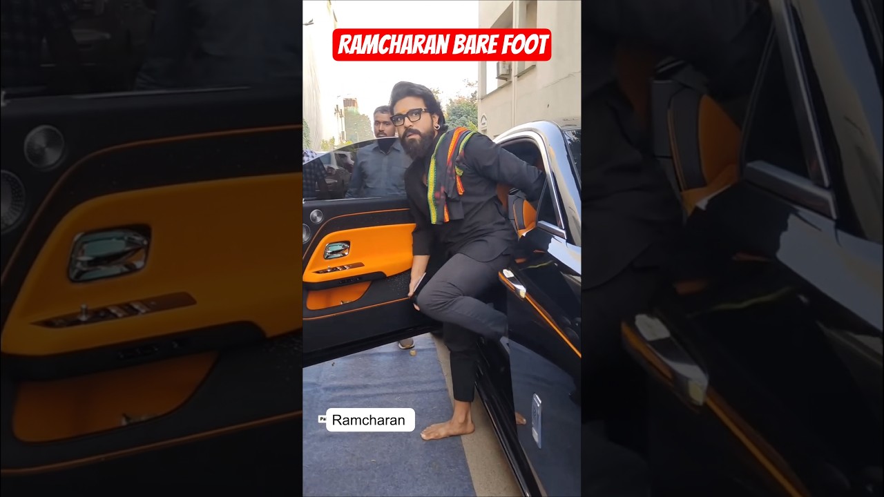 why Ramcharan bare foot in allu shirish and virosh reception #ramcharan #virosh #shorts