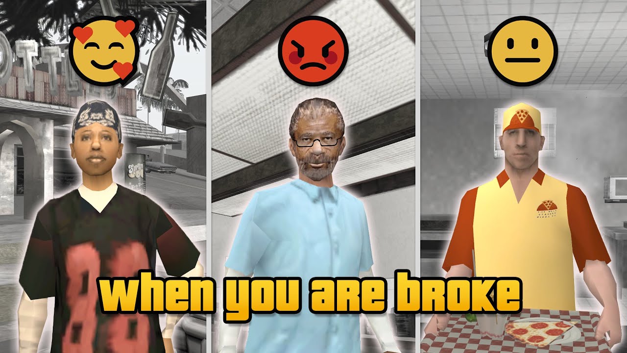 Как NPC реагируют, если у CJ нет денег в GTA San Andreas