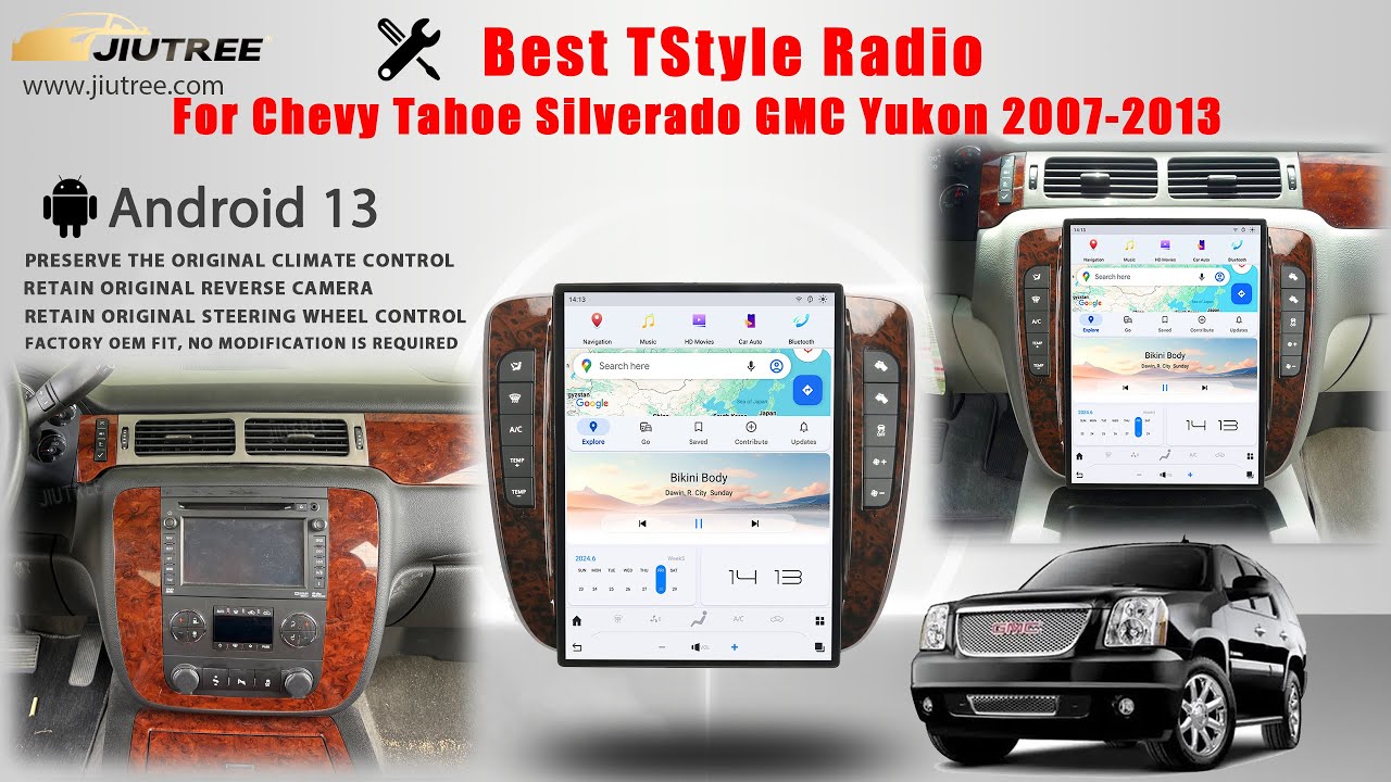 JIUTREE How to install 14.4” For Chevy Chevrolet Tahoe Silverado Suburban GMC Yukon 07-13 car radio