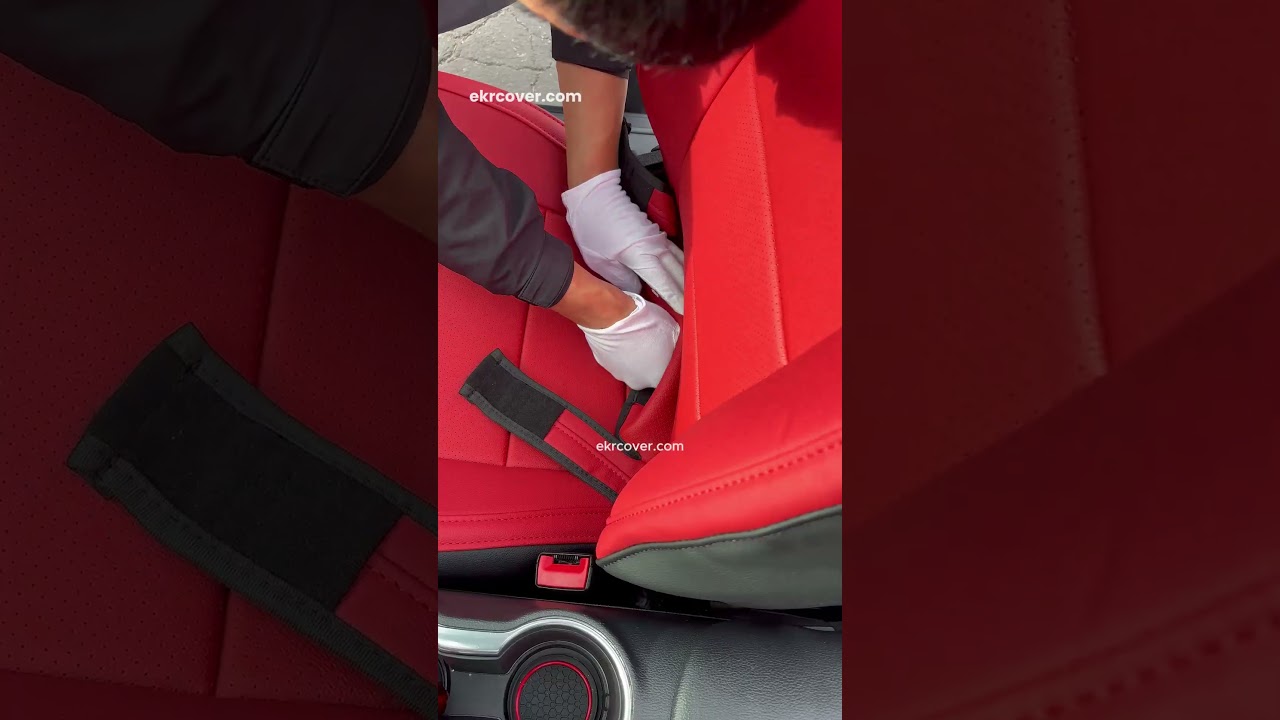 EKR custom red seat cover for Ford Mustang #merrychristmas #automotive  #seatcovers