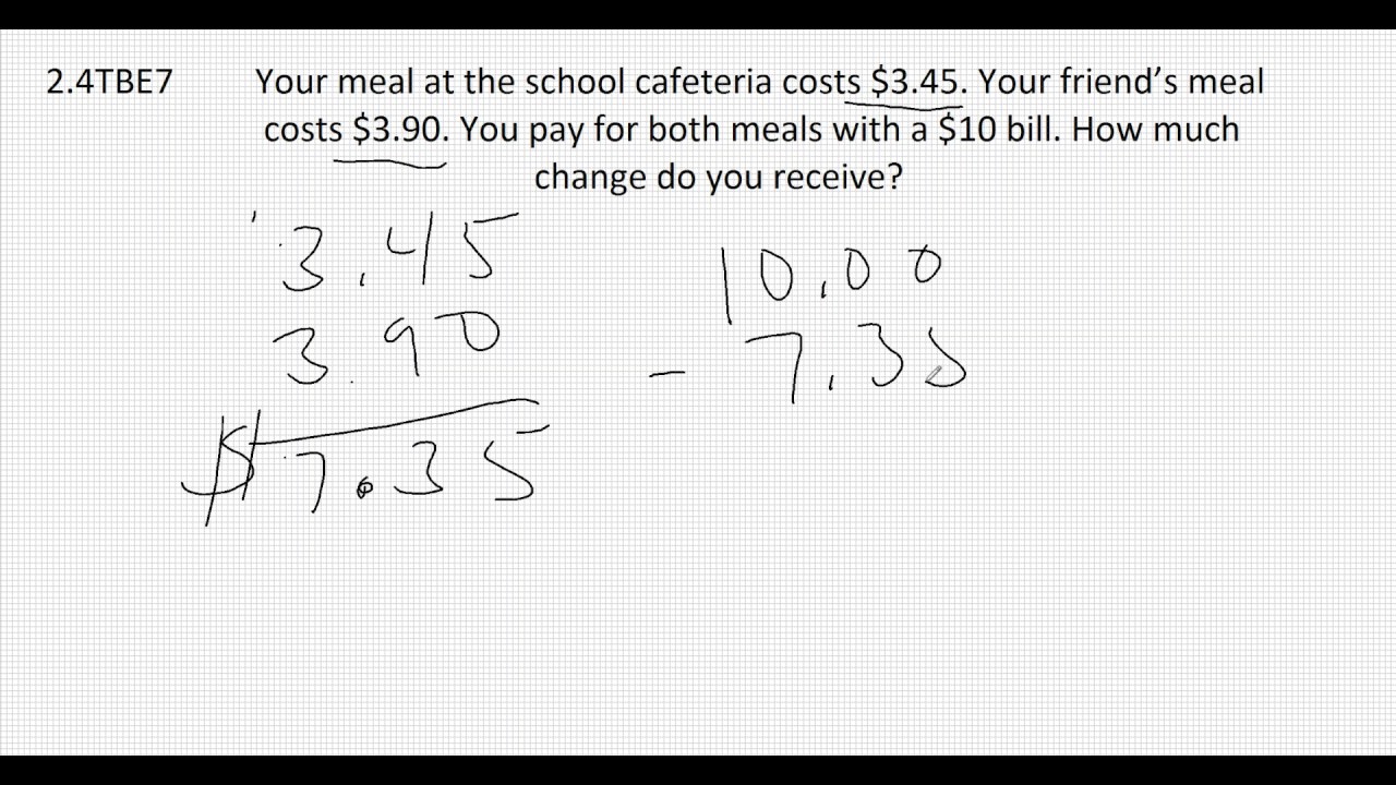 2.4TBE  Addition and subtraction of decimals word problem