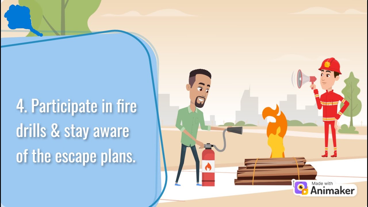 Top 6 tip for workplace fire safety by Animation | escape fom danger | bayanimation