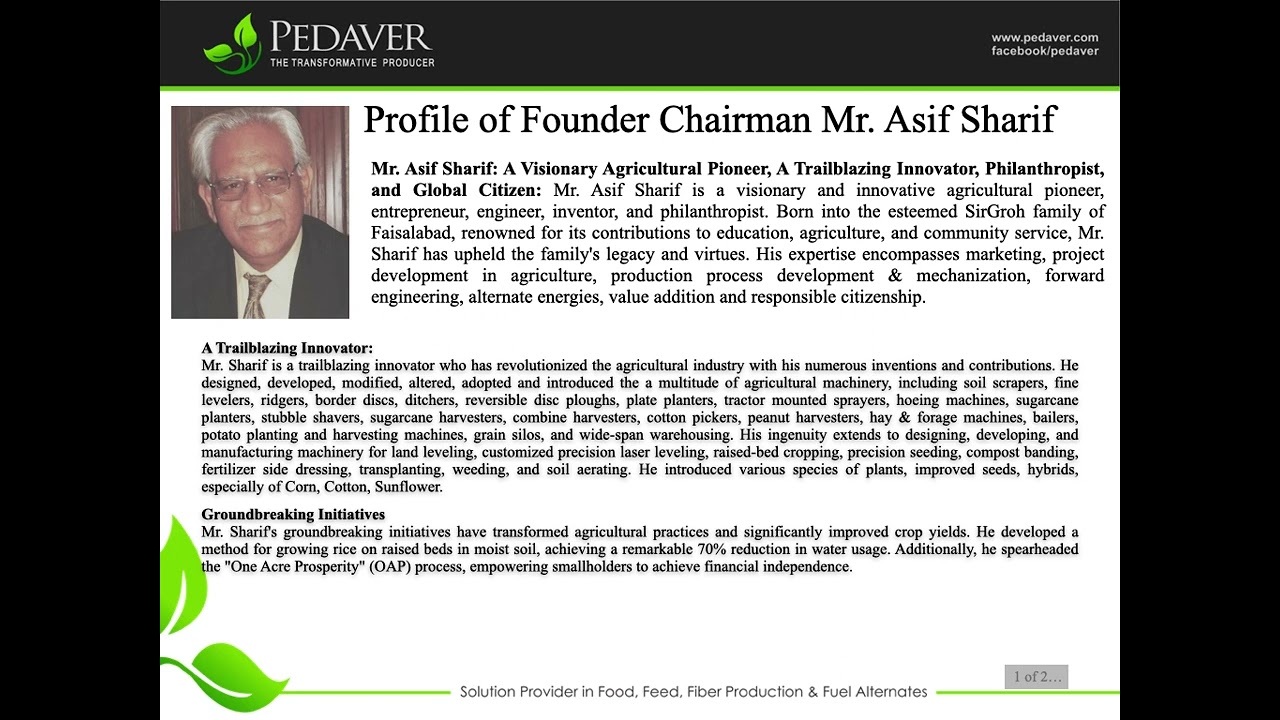 Short profile of Mr. Asif Sharif - a pioneer of regenerative and sustainable agriculture