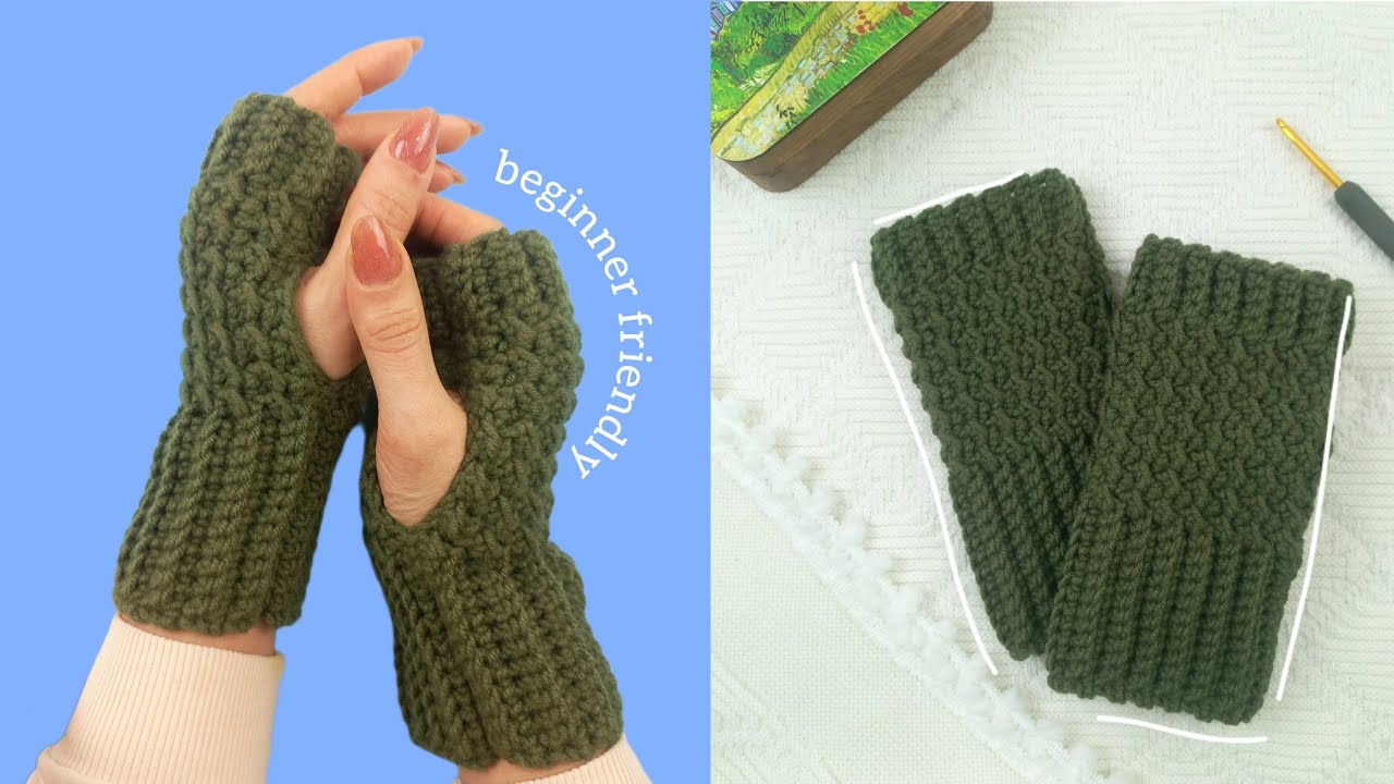 Быстрые и простые вяжущиеся крючком перчатки без пальцев, которые можно сделать за 5 часов или ме...