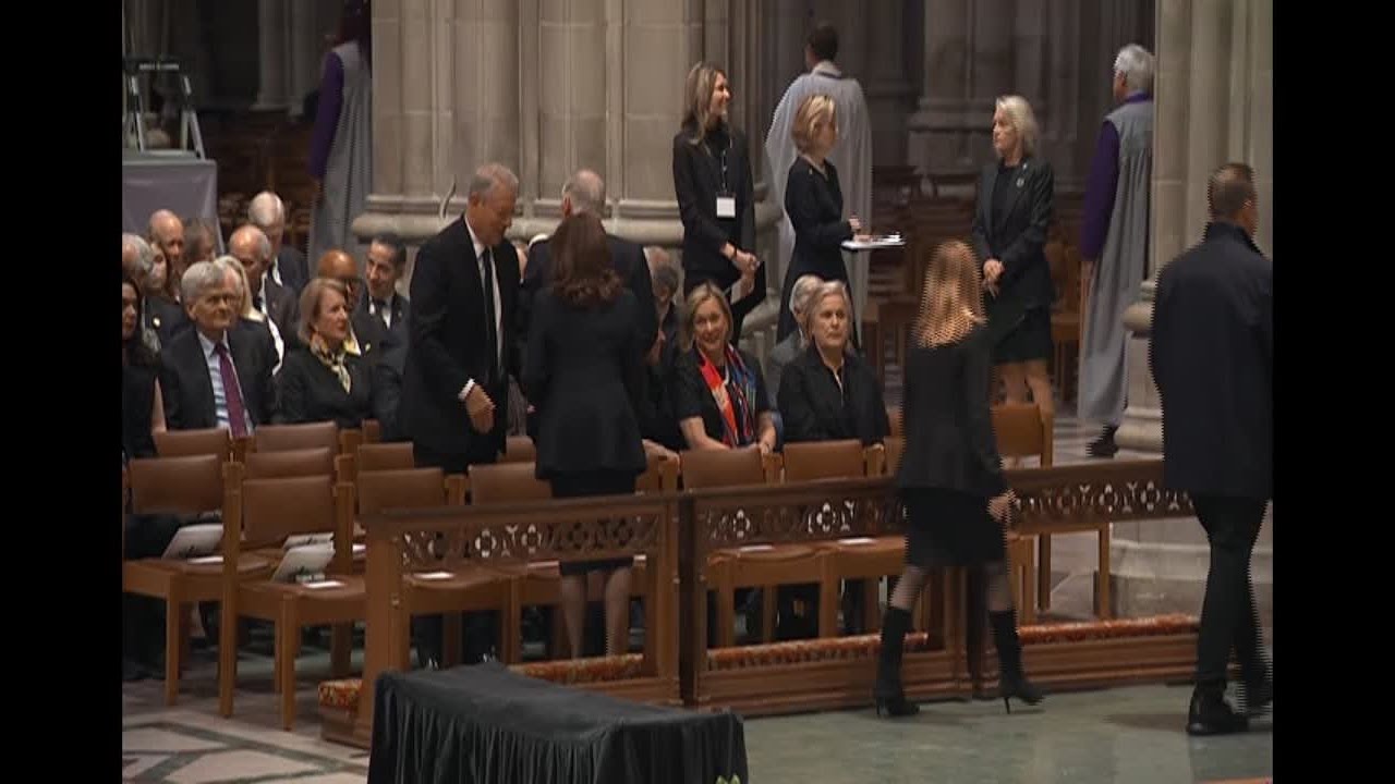 Kamala Harris arrives for the funeral of former Vice President Dick Cheney