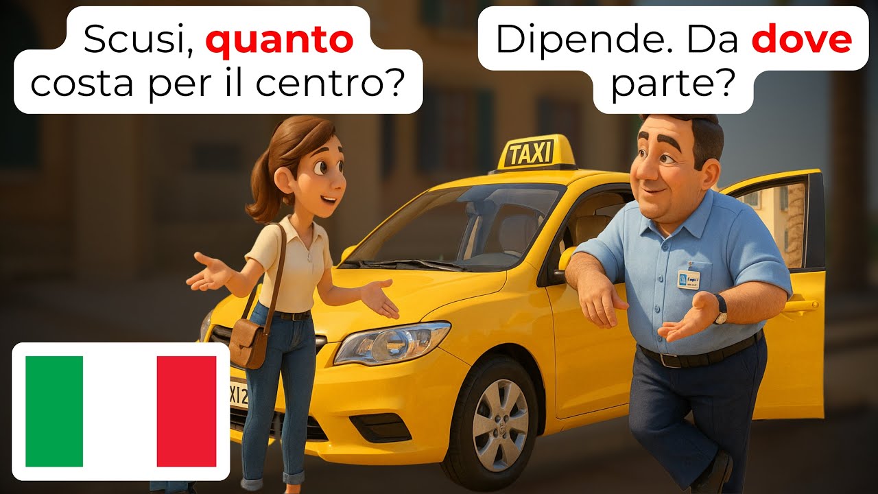 🇮🇹 Разговоры в такси на итальянском | A1-A2 | Учите лёгкий итальянский быстро для начинающих