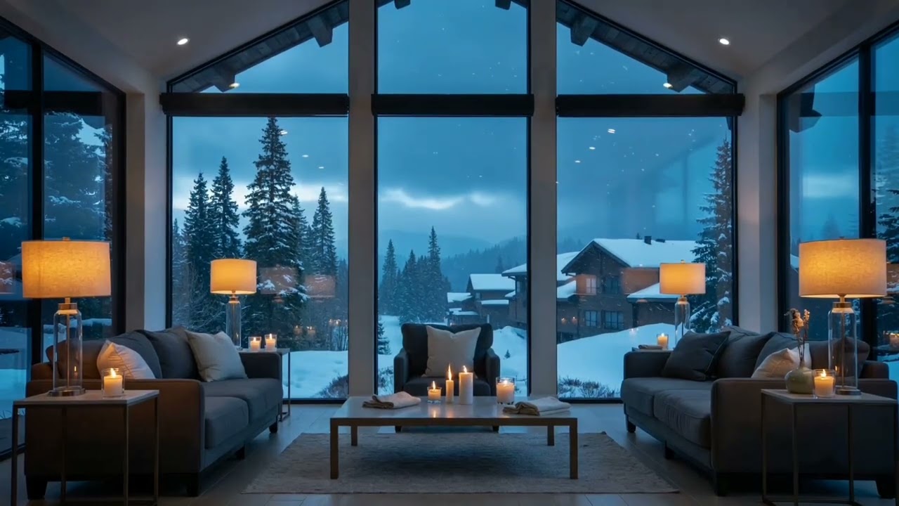 Cozy Winter Cabin Ambience & Smooth Jazz Music | Relaxing Winter Evening for Study, Sleep