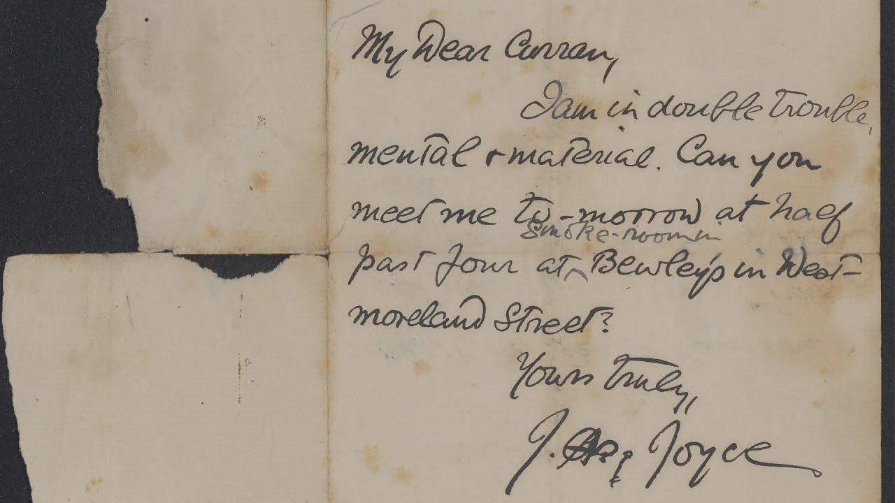 “I am in double trouble, mental and material” – James Joyce calls for help in private letter