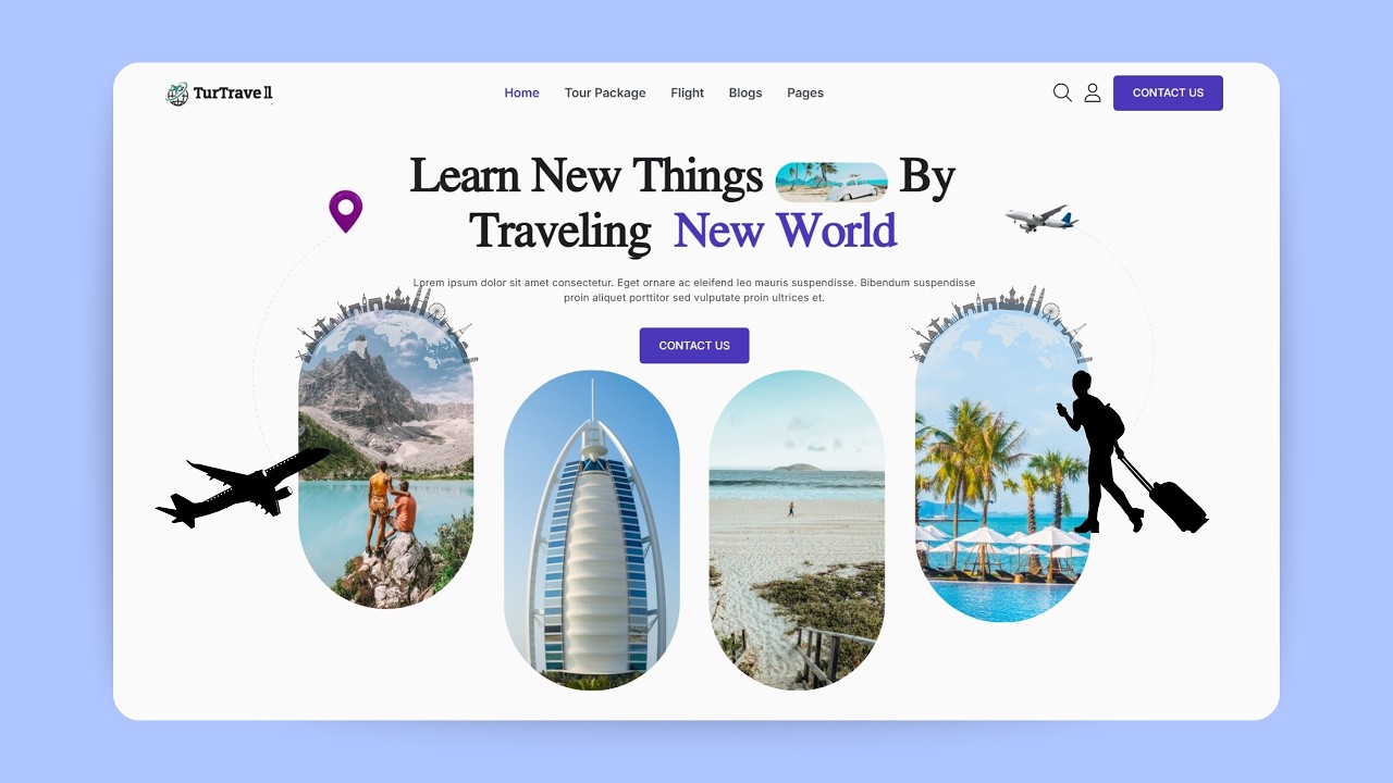 Responsive Tour Travel Website Design Using HTML & CSS Only