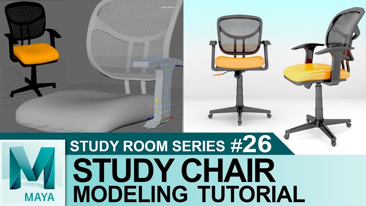 Study Chair Modeling Tutorial in Autodesk Maya 2017 | 3D for Beginners | Study Room Series #26