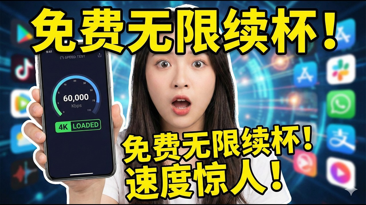 不敢相信！iPhone这款免费VPN速度飙到6W+？教你一招无限续杯VIP，4K秒开不卡顿！