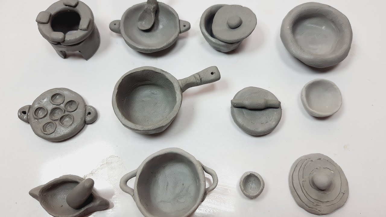 DIY Amazing kitchen set making with clay | Clay kitchen set | Primitive kitchen set