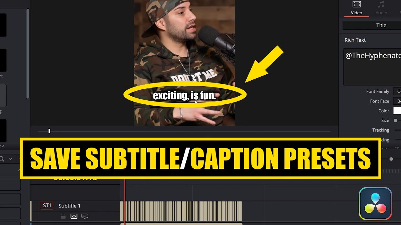 Save Subtitle - Captions Presets in DaVinci Resolve [ Import - Load Preset Tutorial ]