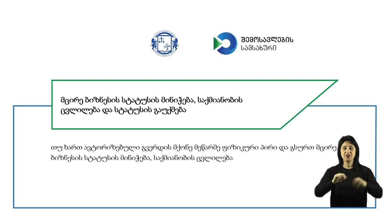მცირე ბიზნესის სტატუსის მინიჭება, საქმიანობის ცვლილება და სტატუსის გაუქმება