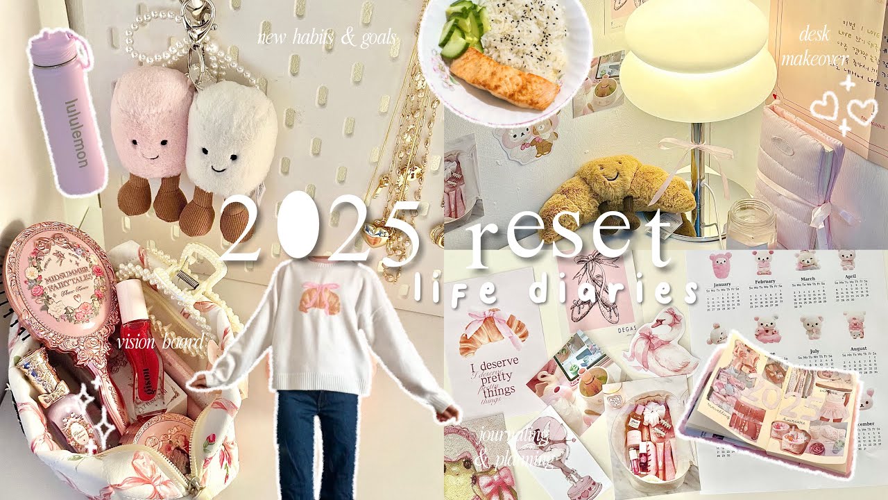 2025 RESET vlog🎀 | new habits & goals, healthy eating, desk makeover, journaling, vision board, etc.