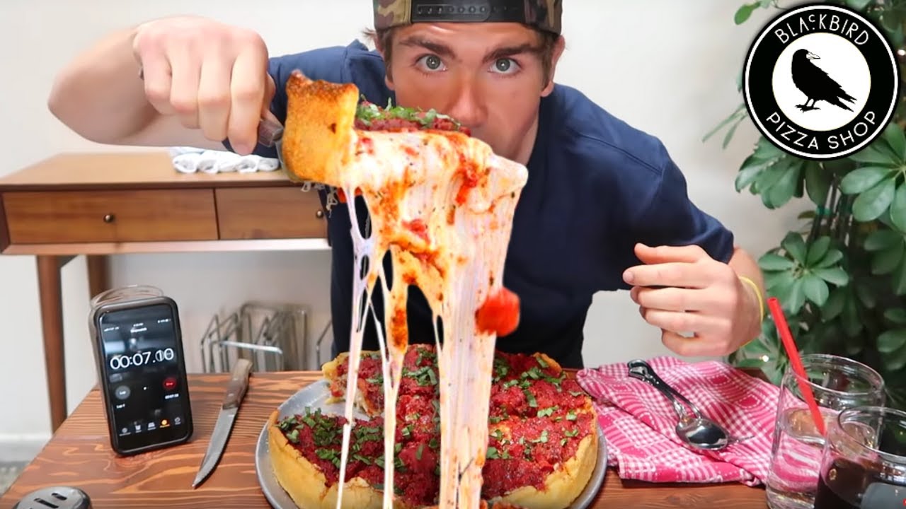 Giant Chicago Deep Dish Pizza Challenge! - Blackbird Pizza Shop “Balls Deep” Challenge