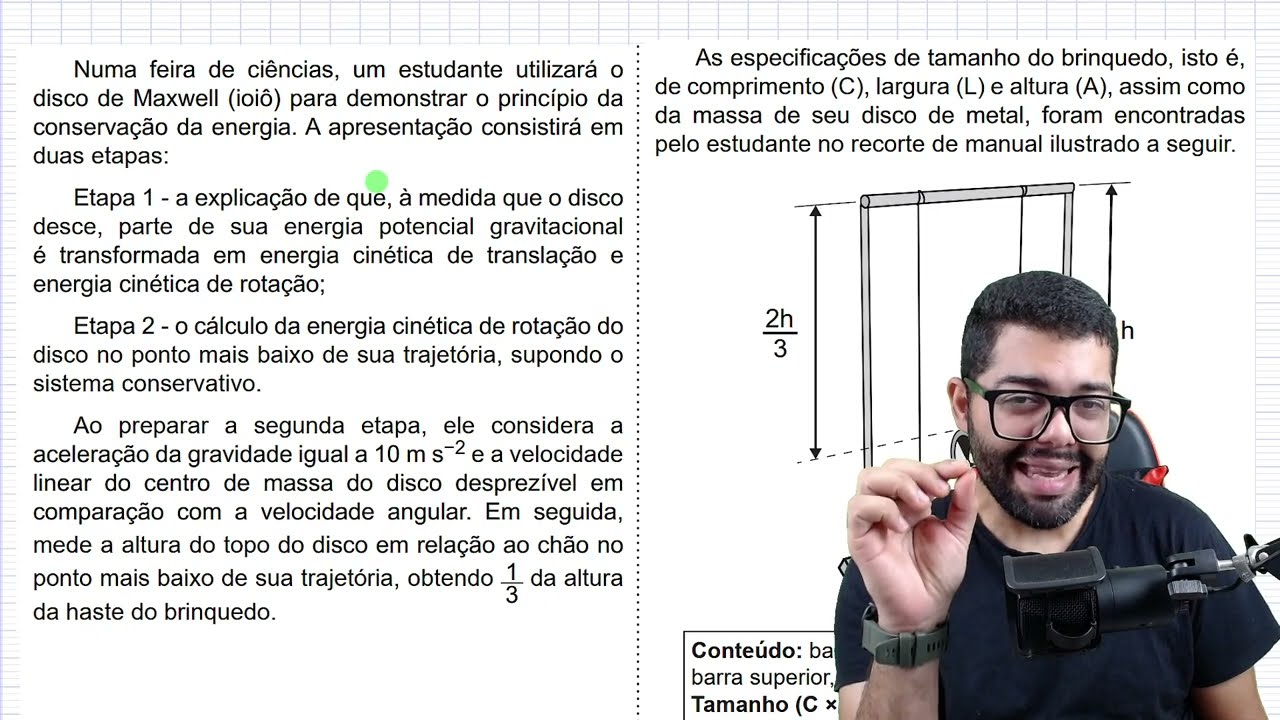 Enem 2019 - Numa feira de ciências, um estudante utilizará o disco de Maxwell (ioiô) para demonstrar