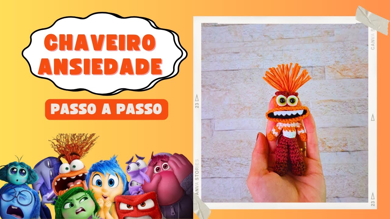 Como Fazer a Ansiedade de Divertida Mente em Amigurumi | Tutorial de Chaveiro Fácil