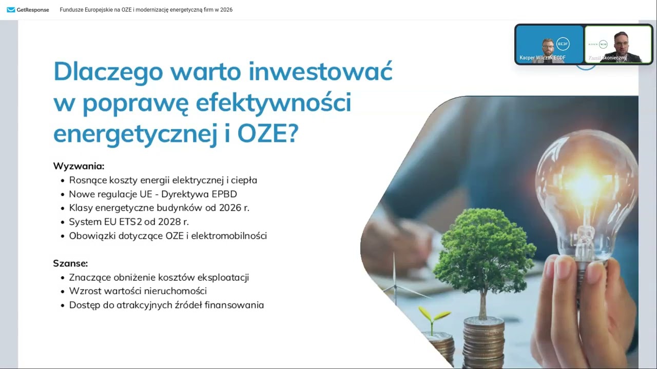 WEBINAR | Fundusze Europejskie na OZE i modernizację energetyczną firm w 2026